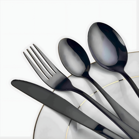 9 Piece Travel Utensil Set in Black with Case