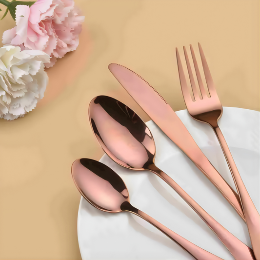 9 Piece Travel Utensil Set in Rose Gold with Case