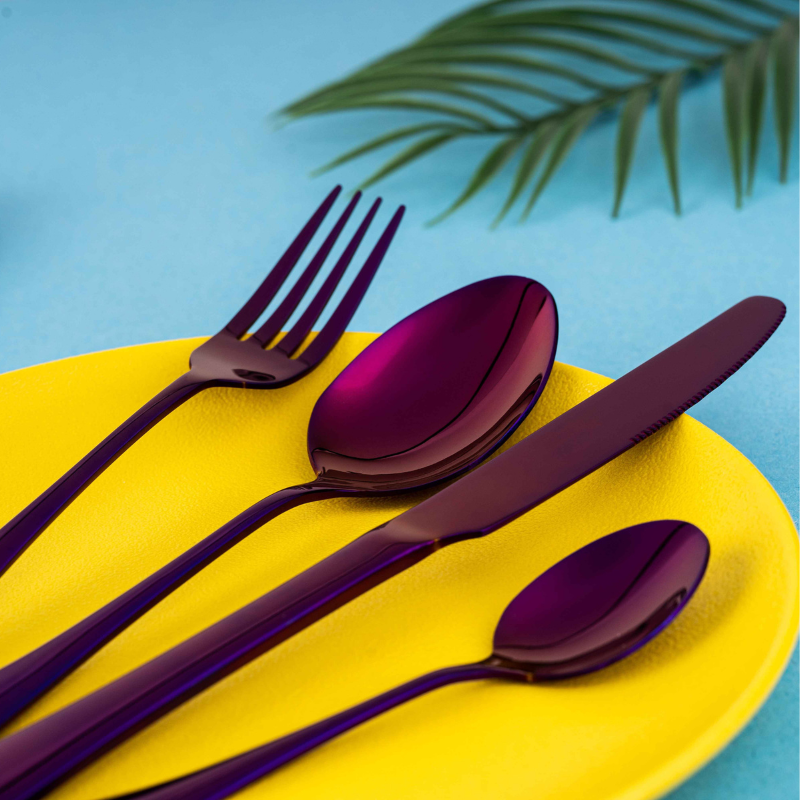 9 Piece Travel Utensil Set in Purple with Case