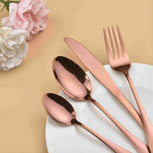 9 Piece Travel Utensil Set in Rose Gold with Case - EvaCrock Pakistan