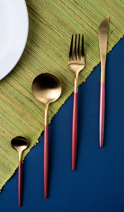 Elegant 24 Piece Pink and Gold Premium Cutlery Set with box - EvaCrock Pakistan