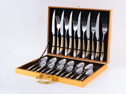 Royal Collection 24 Piece Gold and Silver Premium Stainless Steel - EvaCrock Pakistan