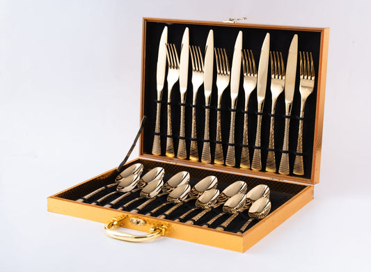Royal Metallic 24 Piece Gold Premium Stainless Steel Cutlery Set - EvaCrock Pakistan