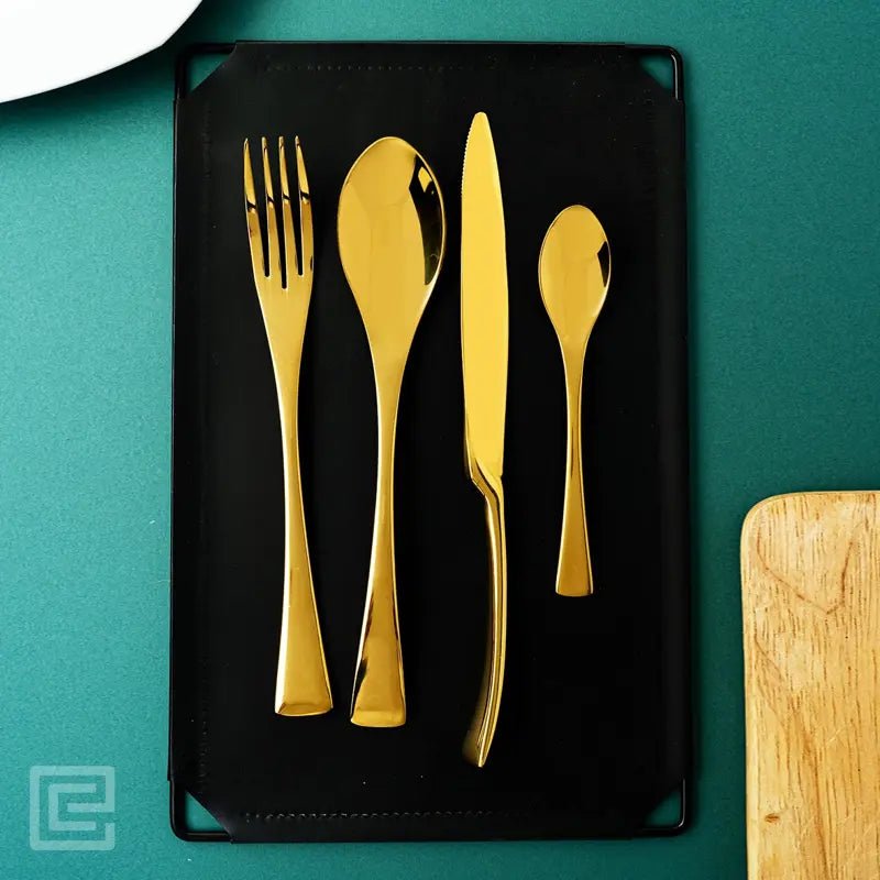 Stylish 24 Piece Gold Premium Stainless Steel Cutlery Set - EvaCrock Pakistan