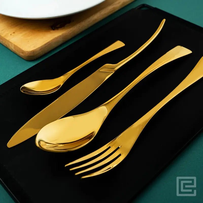 Stylish 24 Piece Gold Premium Stainless Steel Cutlery Set - EvaCrock Pakistan