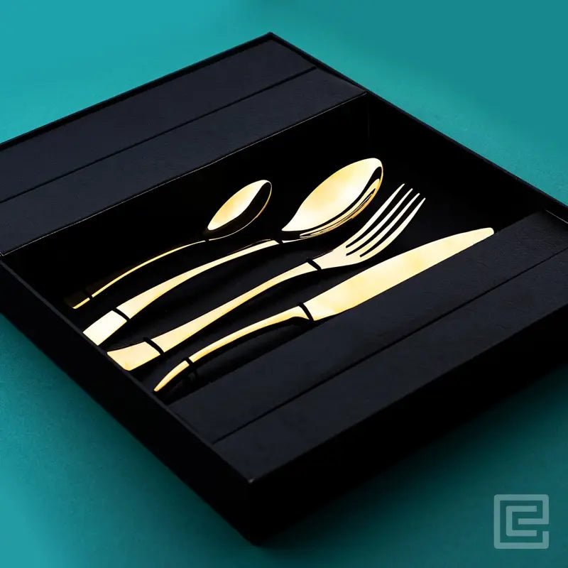 Stylish 24 Piece Gold Premium Stainless Steel Cutlery Set - EvaCrock Pakistan